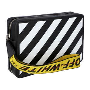 Off White Diagonale Tas in Zwart en Wit