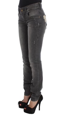 John Galliano Slim Fit Stretch Jeans met grijze wassing en katoenmix.