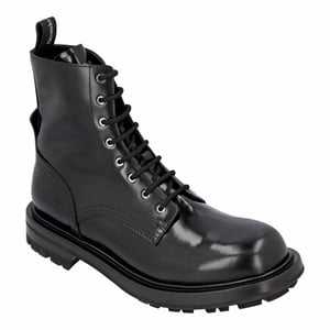 Alexander McQueen Gladde leren gevechtslaarzen