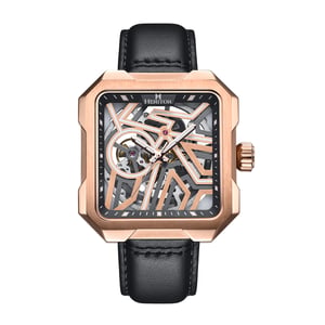 Heritor Automatic Campbell-skeletonhorloge met leren band