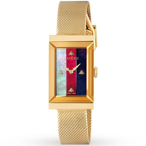 Gucci YA147410 G-Frame 34mm Geelgoud dameshorloge
