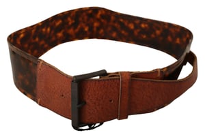 Ermanno Scervino Dames Donkerbruine Leren Gesp Tailleband