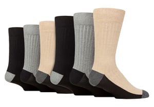 Wildfeet - 6 Paar Heren Katoenen Boot Sokken voor Buiten | Ideaal voor Wandelen - Zwart