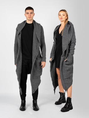 La Haine Iside Us Cardigan Unisex-LM056 Vrouw Grijs