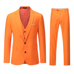 3-delig casual pak met ingekerfde revers oranje