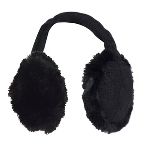 Heat Holders - Gebreide oorwarmers voor dames met imitatiebont - Zwart