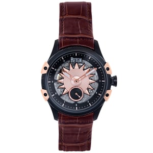 Reign Solstice Automatisch semi-skelet horloge - donkerbruin/roségoud