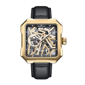 Heritor Automatic Campbell-skeletonhorloge met leren band