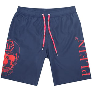 Philipp Plein PP doodshoofd marineblauwe zwembroek
