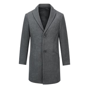Heren lange slim fit winter warme zakelijke wollen jas grijs