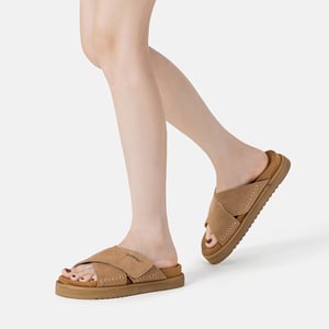 EVER AU Dames Leren Sandalen - Rose