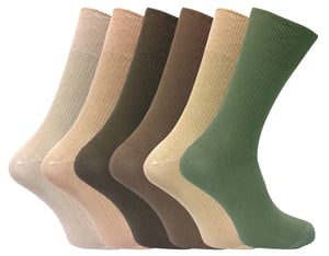 Set van 6 sokken zonder elastiek herensokken van 100% katoen - Beige
