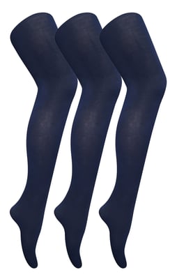 3 paar dames gekleurde ondoorzichtige 80 denier panty's - Marine