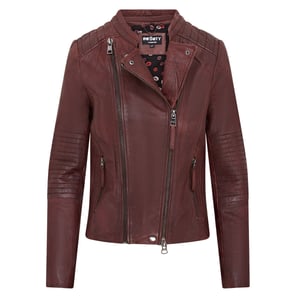 Dames bordeaux leren bikerjack - Delhi