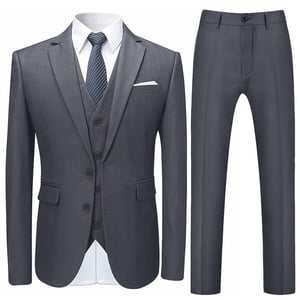 Driedelig herenpak, slim fit Nardo grijs pak met twee knopen