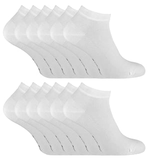 Sock Snob 12 Paar Heren Bamboe Trainer Sokken, Ademende Kussensokken voor Zomer - Wit