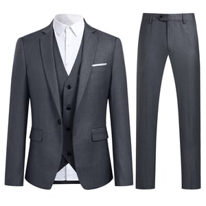 3-delig slim-fit modieus DimGrey pak met één knoop