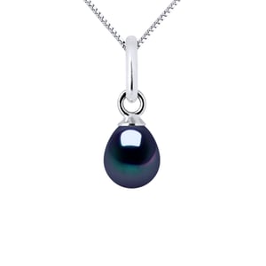 Hanger Zoetwater Pearl 5-6mm Black Pear 18K White Gold Geleverd met ketting