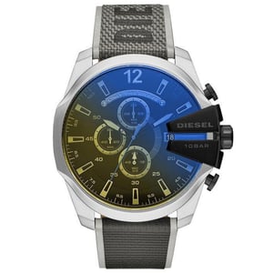 Diesel DZ4523 MEGA CHIEF Chrono Oversize 54mm Leer Zwart Grijs Heren Polshorloge