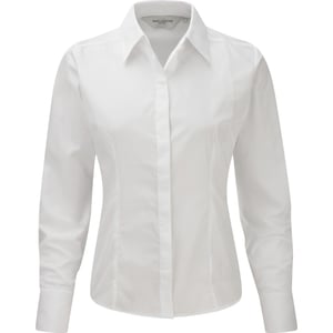 Russell Collectie Dames/Dames Lange Mouwen Poly-Katoen Gemakkelijk Onderhoud Gepaste Poplin Shirt (Wit)