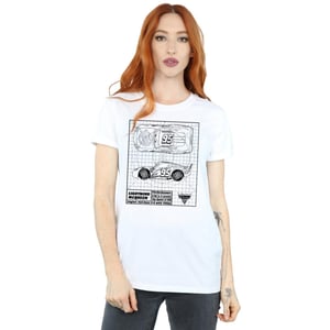Disney Dames/Dames Cars Lightning McQueen Blueprint Katoenen Vriendje T-shirt (Wit)