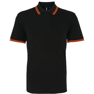 Asquith & Fox Heren Klassiek Fit getipt Poloshirt (Zwart / Oranje)