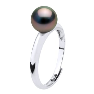 Ring Domed - Echte Cultured Tahiti Parels Rond 7-8 mm