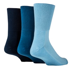 IOMI - Set van 3 extra brede bamboe diabetische sokken - Blauw