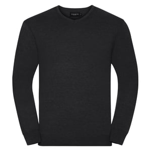 Russell Collection Heren Gebreid V Hals Sweatshirt (Houtskool mergel)