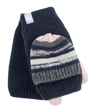 Heat Holders - Thermisch gebreide convertorhandschoen voor dames - Blauw / Roze