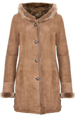 Dames suède merino schapenvacht parka jas-tripoli