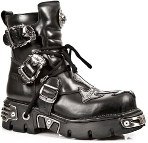 New Rock Silver Cross zwart lederen bikerlaarzen-407-S1