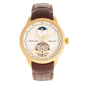 Heritor Automatische Gregory Semi-Skelet Leather-Band Horloge
