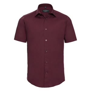 Russell Collection Heren Stretch Overhemd Met Korte Mouwen (Haven)