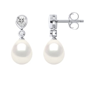 Drop Oorbellen Sieraden Zoet Water Beads 7-8mm White Pears 925