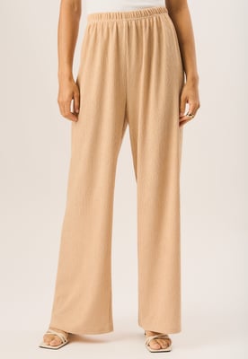 Getextureerde pull-on broek met wijde pijpen