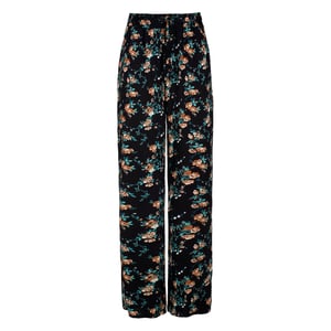 Zwarte gebloemde broek met wijde pijpen