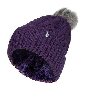 Heat Holders - Pom Pom-muts met boeien voor dames - Paars