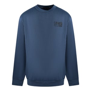 Cavalli Class Print Logo Marineblauwe Trui