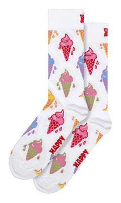 IJsroom Sokken | Happy Socks | Grappige Cadeau Sokken - Wit
