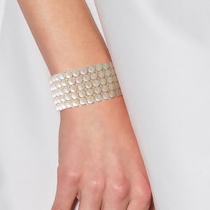Manchet armband 5 Rijen Zoetwater Pearl White 925