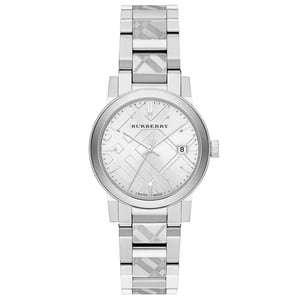 Burberry BU9144 Zilveren Ruit Gestempeld Wijzerplaat Vrouwenhorloge