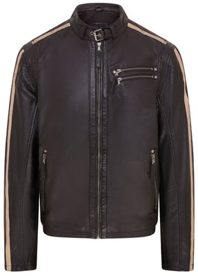 Heren gestreepte Cafe Racer Biker leren jas - Alta