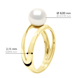Ring - Geel Goud 375 - Echte Gecultiveerde Zoetwater Parel Rond 8-9 mm