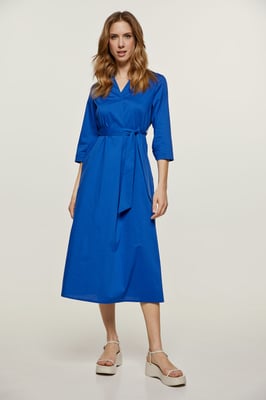 Midi Royal Blue Jurk met Riem