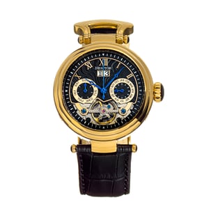Heritor Automatic Ganzi semi-skelet lederen band horloge
