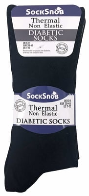 Set van 3 sokken zonder elastiek thermo diabetische sokken voor heren - Zwart