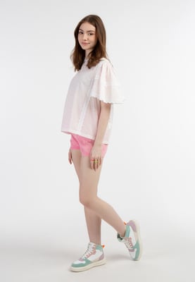 Mymo blouse met kant Dames Wit roze oranje stippen