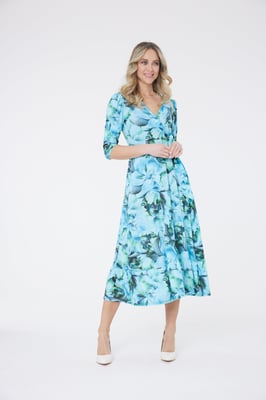 Claire Bloemen Gedrukte Jurk - Blauw