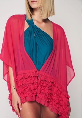 Herita Kimono met Ruches - Fuchsia